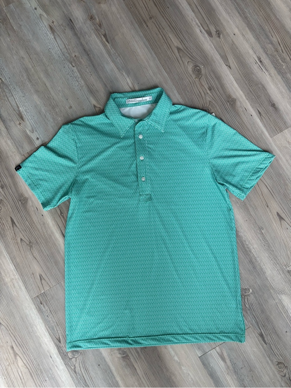 Criquet Teal Micro-Pattern Performance Polo